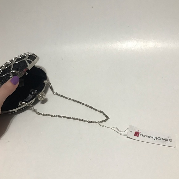 3 for $20 🌸 Charming Charlie Mermaid Scale Chrome and Glitter Minaudière - Picture 7 of 8